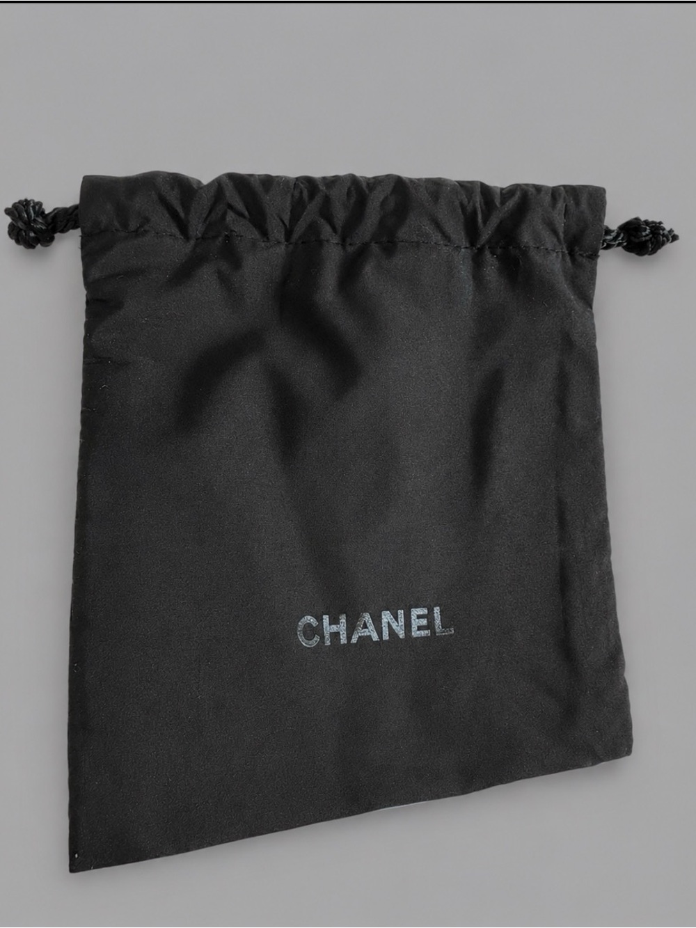 CHANEL Black Drawstring Pouch Dust Bag 5.5” x 5.5” Travel Jewelry Cosmetic